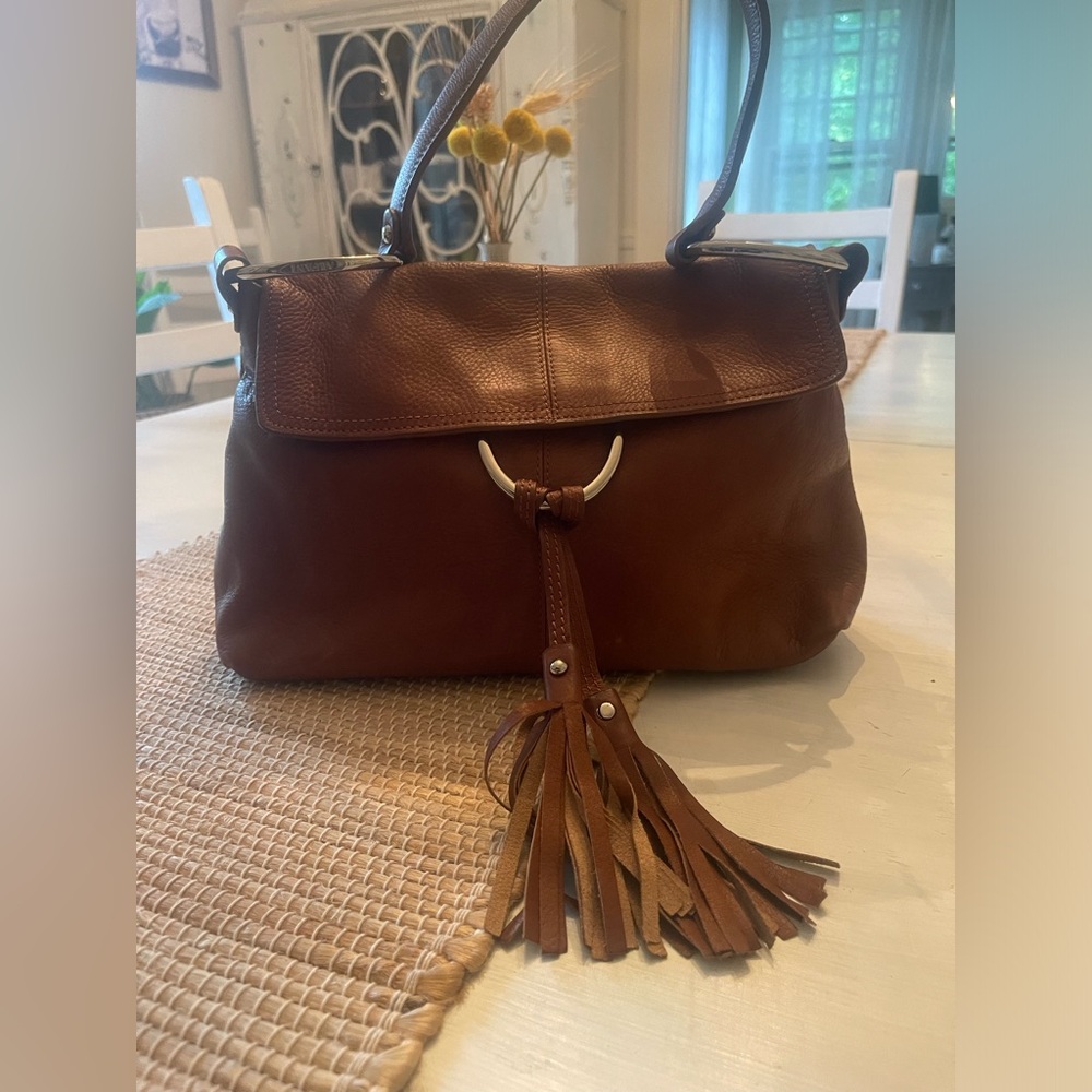 Alfani Vintage pebbled Leather chestnut Shoulder Bag.